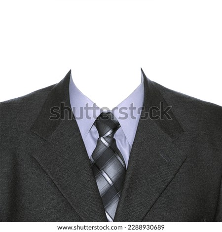 Men's business suit on a white background. Men's suit with tie.