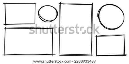 Ink empty black boxes set. Set of hand drawn square frames. Rectangle borders collections. Vector isolated illustration Royalty-Free Stock Photo #2288933489