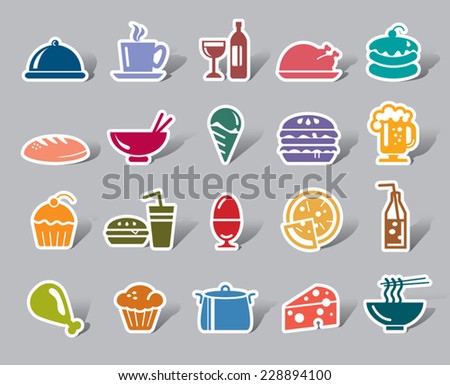 Food and Drinks Color Icon Label