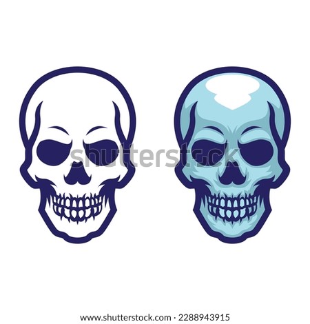 Skull head with black outline illustration