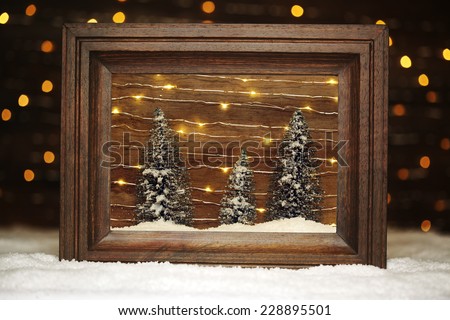 Peaceful winter scene in frame with trees and snow