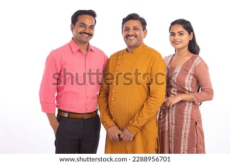 Indian Family isolated over white background.