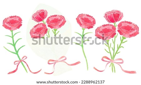 red carnation bouquet set clipart