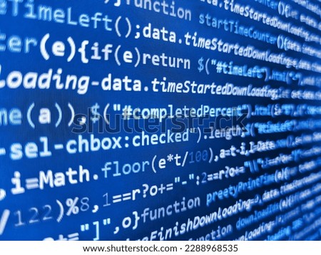 Abstract source code background. Website codes on computer monitor. Search engine optimization for better rankings with anchor tags. Developing programming binary code