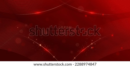 Abstract glowing lines with golden on red background with lighting effect and sparkle. Template luxury premium award design. Vector illustration 