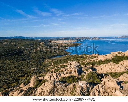 The coastline of the city of Palau, seen from the rock of the bear, Sardinia. Royalty-Free Stock Photo #2288977491