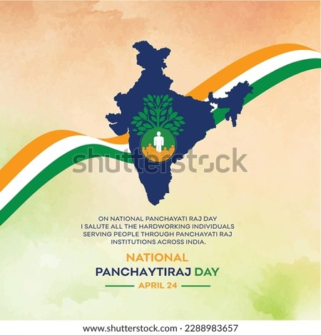 National Panchayati Raj Day, April 24, India.  Social Media Post Vector Templates. Indian Map with Flag Royalty-Free Stock Photo #2288983657