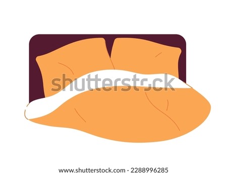 Bedding and mattress for good sleep semi flat colour vector object. Bed sheets and pillows. Editable cartoon clip art icon on white. Simple spot illustration for web graphic design and animatio