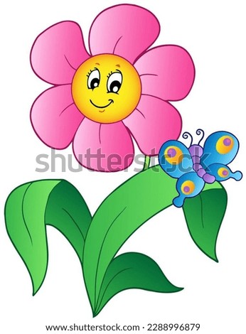 Flower and butterfly cartoon drawing,flower cartoon in good mood,flower cartoon wallpapwr