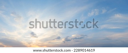 Beautiful celestial world. Sunset or sunrise sky with clouds Royalty-Free Stock Photo #2289014619