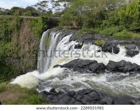 Veracruz, Mexico - February 2023: Picture showing the stunning surrounding of the Eyipantla Falls 
