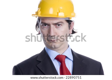 young engineer portrait over white background