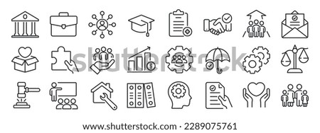 Social policy thin line icons. EFor website marketing design, logo, app, template, ui, etc. Vector illustration. Royalty-Free Stock Photo #2289075761