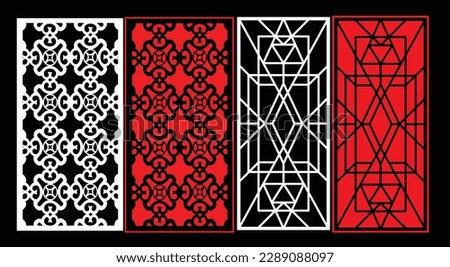Decorative wall panels set Jali design CNC pattern, laser cutting pattern, router CNCcutting.Jali Laser cut decorative panel set with lace pattern.