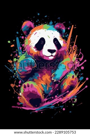 Bright colourful illustration of a panda