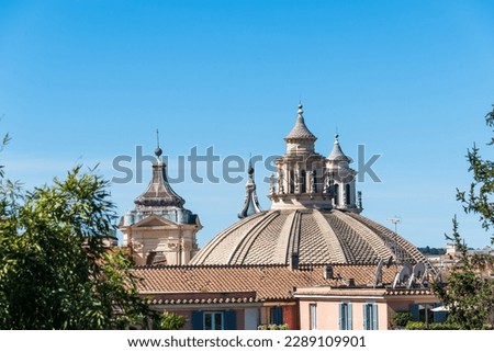 Rome View from Viale delle Trinita dei Monti on some church domes nearby