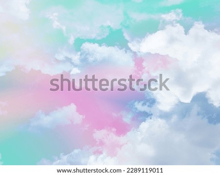 beauty sweet pastel pink green colorful with fluffy clouds on sky. multi color rainbow image. abstract fantasy growing light