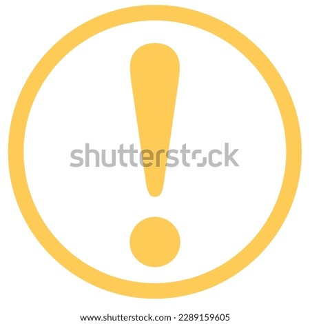 Exclamation mark icon, hazard warning attention sign, danger and caution symbol, error logo, risk graphic, flat style vector illustration for web, app, mobile. Yellow color circle clip art isolated.