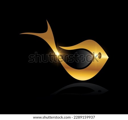 A vector Illustration on black background with gold shine effect of Golden Fish Logo Vector Icon