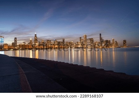 Chicago Skyline at night at slow shutter speeds