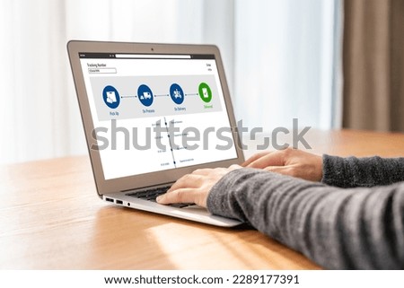 Delivery tracking system for e-commerce and modish online business to timely goods transportation and delivery Royalty-Free Stock Photo #2289177391
