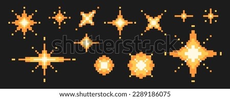 Pixel explosions in retro style Royalty-Free Stock Photo #2289186075