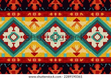Ikat Saree Cross Stitch. Geometric ethnic seamless patterns. Abstract traditional folk old ancient antique tribal ethnic graphic line. Ornate elegant luxury vintage retro modern minimal style.