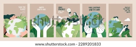 Earth day poster set. Vector illustrations for graphic and web design, business presentation, marketing and print material. Royalty-Free Stock Photo #2289201833