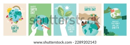 Earth day poster set. Vector illustrations for graphic and web design, business presentation, marketing and print material. Royalty-Free Stock Photo #2289202143