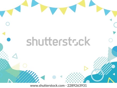 Background illustration of garland and Memphis pattern Royalty-Free Stock Photo #2289263931