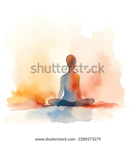 Meditation in Motion: Watercolor Illustration of Yogi in Pose