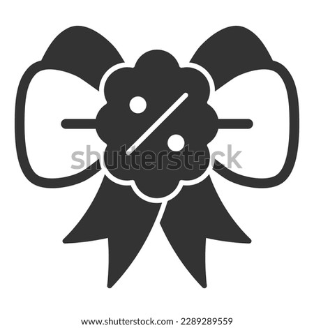 Festive bow and percentage cloud  - icon, illustration on white background, glyph style