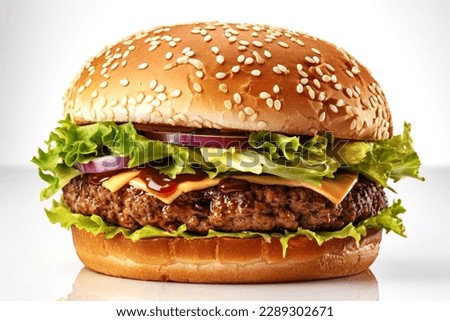 Tasty Hamburger with white Background Royalty-Free Stock Photo #2289302671