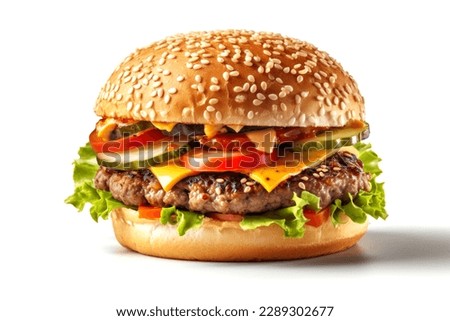 Tasty Hamburger with white Background Royalty-Free Stock Photo #2289302677