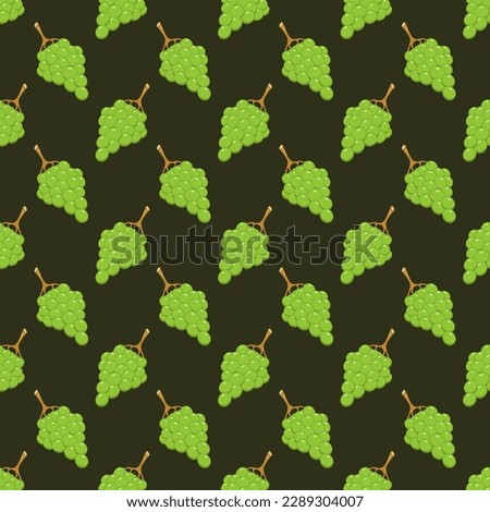 Seamless pattern green grapes line doodle hand drawing abstract isolated on background.