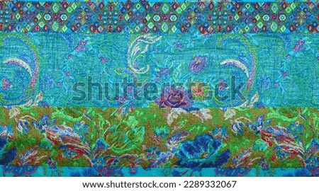 seamless. Brocade. A passionate floral flame spreads with a vibrant sunset in this opulent metallic brocade with orange and red flowering vines. Royalty-Free Stock Photo #2289332067