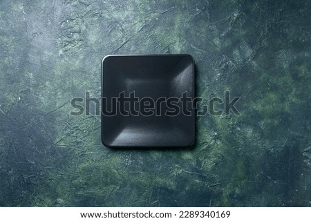 top view black empty plate square shaped on a dark background kitchen color wood photo butcher meat cuisine food
