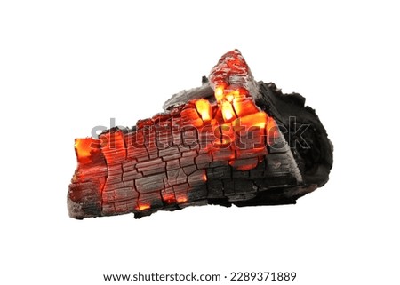 Piece of smoldering coal isolated on white Royalty-Free Stock Photo #2289371889