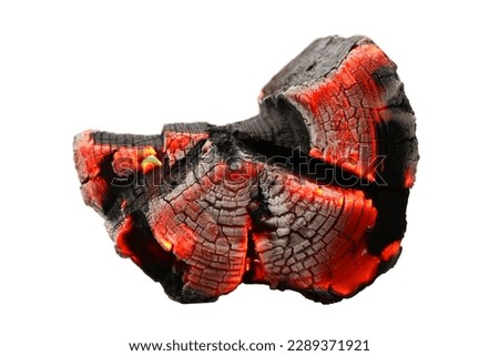 Piece of smoldering coal isolated on white Royalty-Free Stock Photo #2289371921