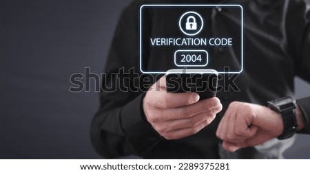 Human using smartphone. Identity verification code, Cyber security  Royalty-Free Stock Photo #2289375281