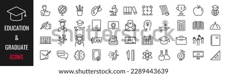 Education icons set. Graduate linear icons set. Royalty-Free Stock Photo #2289443639