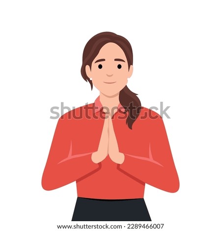 Woman feeling sorry concept. Flat vector illustration isolated on white background Royalty-Free Stock Photo #2289466007