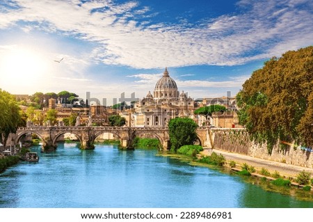 St Peter's Cathedral behind the Aelian Bridge, Rome, Italy Royalty-Free Stock Photo #2289486981