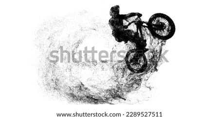 Abstract silhouette of a mtb rider, man is doing a trick, isolated on white background. Mountain cycling sport transport. Vector illustration Royalty-Free Stock Photo #2289527511