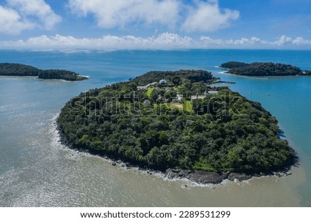 Aerial picture of the Salvation Islands in French Guiana