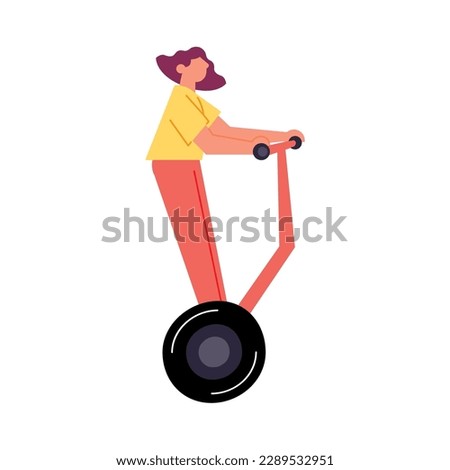 woman with a two wheel electric skateboard over white