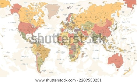 world map illustration with names  Royalty-Free Stock Photo #2289533231