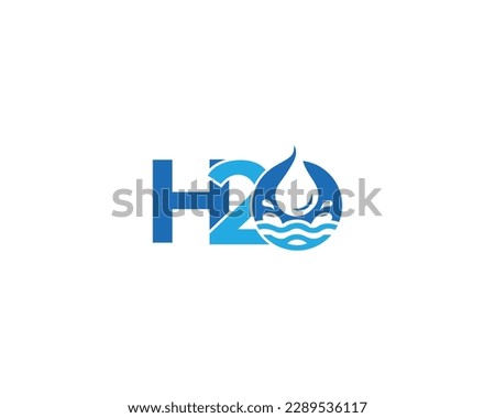 H2o or H20 Letter Water Drop Logo Design With Water Wave Symbol Vector Illustration. Royalty-Free Stock Photo #2289536117