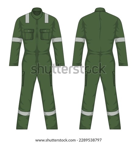 Front and back view of army green workwear mockup Royalty-Free Stock Photo #2289538797