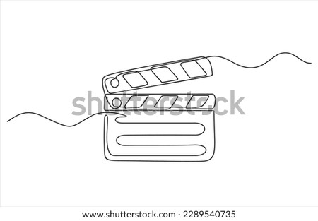 Continuous one line drawing of Film Clapper Royalty-Free Stock Photo #2289540735